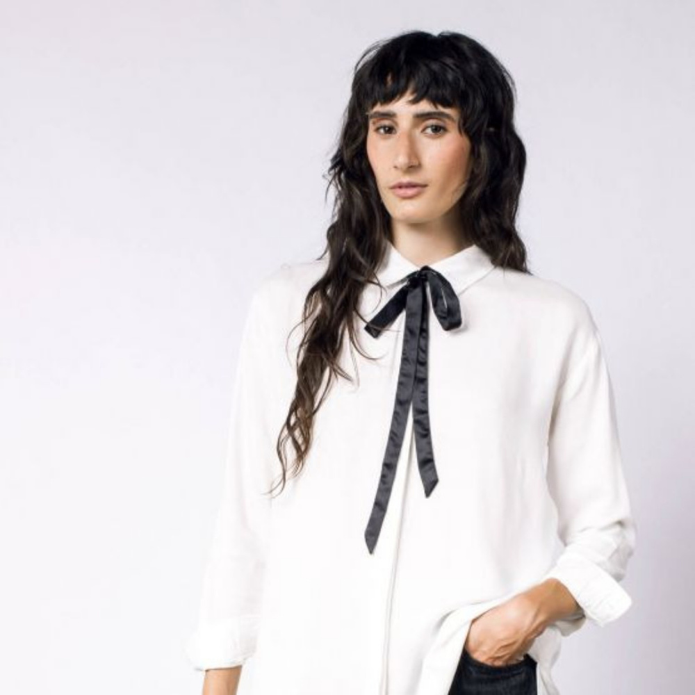 Wildfang tie-neck button-up, large NWT